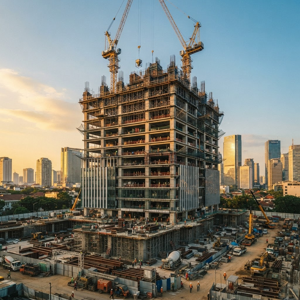 Proyek konstruksi gedung bertingkat